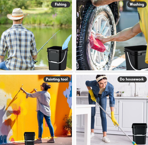 Seau en plastique rond <span class=keywords><strong>SDPAC</strong></span> de 2,65 gallons (10 litres), écologique, durable, avec couvercle, poignée en métal/plastique de qualité alimentaire - Product Image 5