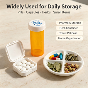 Flacon en plastique ambré pour médicaments, flacon à pression, flacons de <span class=keywords><strong>pharmacie</strong></span> sur ordonnance avec bouchons CRC - Product Image 1