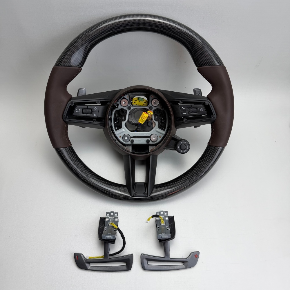 Custom Glossy Carbon Fiber Steering Wheel (Porsche Fitment), photo 4