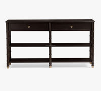 Console de luxe en chêne noir avec tiroirs, table d'entrée en bois, meuble de salon