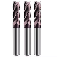 Fraise à rayonner CNC en acier au tungstène, queue en acier, 2/4 dents, revêtement AITiN, haute précision, 65HRC, outils de coupe pour surfaces
