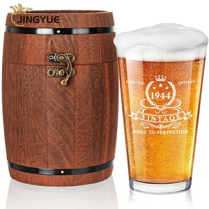 プレミアムユニーク面白い16オンスカスタムロゴ1994お父さん夫の誕生日プレゼントのための木製バレルギフトボックスでパイントグラスを飲むビール - Product Image 1