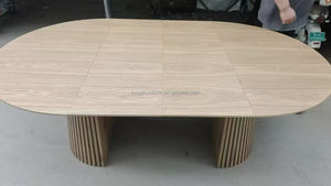 Fabrika ihracat ucuz ev mobilya MDF 120-160cm daha uzun zarif Oval genişletilebilir yemek masası ev ev otel yemek alanı için - Product Image 3