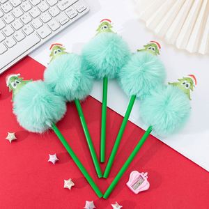 Crayons en bois standard de haute qualité, décorés de pompons adorables en forme de sapin de Noël, fournitures de papeterie en gros - Product Image 4