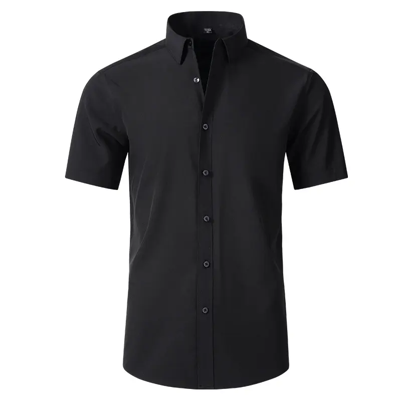 Custom Men's shirts office solid colour High stretch short sleeves shirt for work business wear