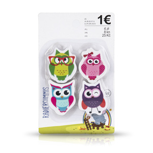 Personalizado impreso Kawaii lindo búho Animal borrador espalda escuela papelería conjunto supermercado europeo un <span class=keywords><strong>euro</strong></span> artículo TPR Material lápiz - Product Image 1