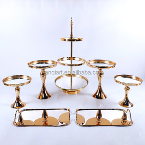 3-Tier 6-Piece Rose Gold kim loại bánh đứng Set khuyến mại Nguồn cung cấp bên tổ chức sự kiện bàn ăn trang trí nội thất kẹo khay tráng miệng đứng - Product Image 1
