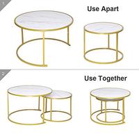 Ensemble de table basse en métal moderne doré pour salon design rond