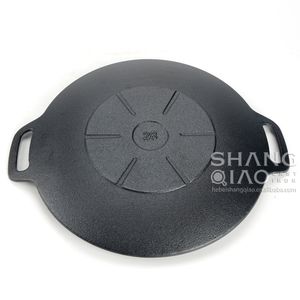 11" 12" 13" 14" Cast Iron Griddle <strong>Pan</strong> with Double Handle Outdoor Pre-seasoned Campfire <strong>Pan</strong> Round Griddle Korean BBQ <strong>Grill</strong> <strong>Pan</strong> - Product Image 5