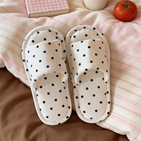XIXITIAO 2026 Nouvelles pantoufles en coton à pois de style coréen pour femmes, semelle souple antidérapante en EVA, chaussures d'intérieur pour la maison et la chambre