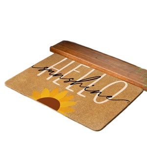 Tapis de porte Cangming en imitation fibre de coco, motif tournesol et abeille, antidérapant, lavable, tapis d'entrée, style moderne - Product Image 5