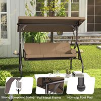 Fauteuil balançoire de véranda 3 en 1 pour l'extérieur, balançoire de patio à 3 places avec auvent réglable, balançoires robustes