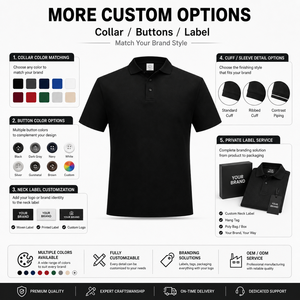 <span class=keywords><strong>Polo</strong></span> Nera Tinta Unita a Maniche Corte per Uniformi Aziendali Personalizzazione Marchio Fornitura all'Ingrosso - Product Image 1