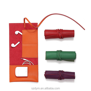 <span class=keywords><strong>Sac</strong></span> de rangement pour câbles de charge en <span class=keywords><strong>cuir</strong></span> véritable pour <span class=keywords><strong>voyage</strong></span>, organiseur de câbles technologiques enroulable - Product Image 2
