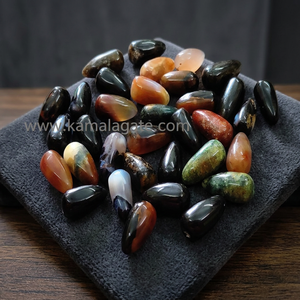Polierte tropfenförmige indische Achat-Edelsteine, getrommelte Kristallsteine, farbenfrohe Halbedelsteine - Product Image 3