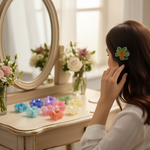 Pinza de Pelo con Flores de Dos Colores, 8 cm, Plástico, Moda, Estilo Casual para Mujer, Accesorios para el Cabello - Product Image 5