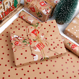 Wholesale 80g Double-Sided Kraft Print <b>Christmas</b> Custom 43cm X 10m <b>Roll</b> <b>Wrapping</b> <b>Paper</b> for Packaging - Product Image 2
