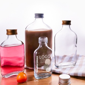 ขว<span class=keywords><strong>ด</strong></span>เครื่องดื่มแก้วใสทรงสี่เหลี่ยมแบนขนา<span class=keywords><strong>ด</strong></span>100มล. 250มล. <span class=keywords><strong>ส</strong></span>ำหรับดื่มทั่วโลกน้ำผลไม้นม<span class=keywords><strong>ชา</strong></span>ชงเย็นกาแฟปั่นพร้อมฝาเกลียว - Product Image 3