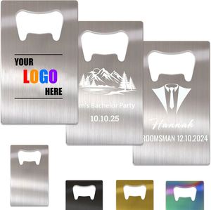 Décapsuleur de bouteille en acier inoxydable personnalisé, décapsuleur de portefeuille, porte-clés gravé avec logo/texte, en gros pour cadeaux de mariage, cadeaux de fête - Product Image 1