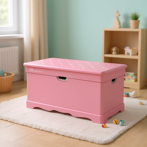 Banc de rangement rose 27L, boîte à jouets durable pour la chambre d'enfant, ensemble de meubles pour salle de jeux - Product Image 2