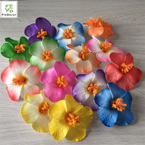 Têtes de fleurs artificielles Hibiscus Rosa pour bricolage Clip de couronne Décoration d'hôtel de mariage Arrangement floral - Product Image 2