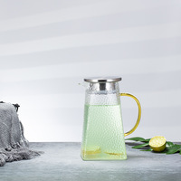 Carafe à eau froide en verre, grande capacité, en borosilicate haute résistance, transparente, texture martelée, design moderne, pour la maison