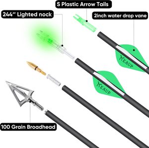 Flèches de chasse en carbone HT Bulk de 31 pouces, pointes de chasse de 100 grains, .244/6,2 mm, nocks lumineux, lot de 6, tiges de flèches Spine 300/350/400/500 - Product Image 3