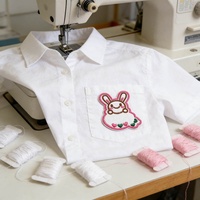 Badge brodé lapin adorable en gros, patch brodé lapin cœur rose pour vêtements d'enfants, chapeaux et accessoires vestimentaires