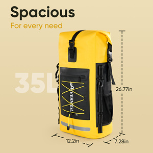 Sac à dos étanche 35L à fermeture roll-top, sac de randonnée souple en nylon, sac de voyage sportif d'extérieur avec fermeture à clip pour le camping en plein air - Product Image 6
