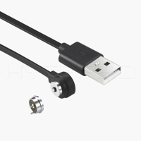 HYTEPRO M523 Rundes 2-Pin Magnetisches Ladekabel, Schwarz 1M TPE Flachkabel, USB A Stecker, RoHS für Wearables Medizinische IoT-Geräte