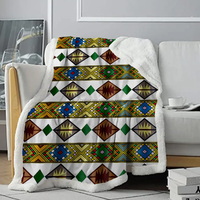 Couverture d'hiver de style éthiopien, luxueuse, en flanelle et sherpa, pour canapé, en microfibre polaire, pour lit