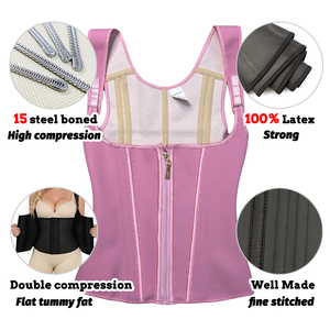 Double Compression Rose Latex Acier Désossé Sablier Plat <span class=keywords><strong>Ventre</strong></span> Contrôle Shaper Gilet Ceinture <span class=keywords><strong>Ventre</strong></span> Wrap Slim Waist Trainer Corset - Product Image 2