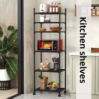 Chariot de rangement mobile à 6 niveaux en métal sur roulettes pour four à micro-ondes, type autoportant, non pliable, pour cuisine - Vente en gros