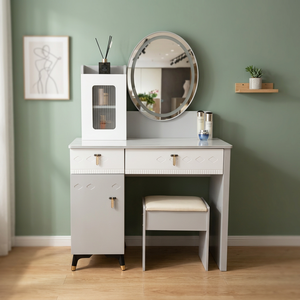 Table de maquillage moderne sur pied avec rangement, durable et écologique, pour chambre à coucher - Product Image 3