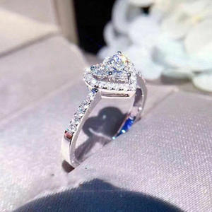 Caoshi Zoete Edelsteen Zirkonia Zilveren Kleur Vergulde Ring Dames Vrouwen Hart Bruiloft Verloving Belofte Ringen Messing Sieraden Cz - Product Image 5