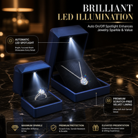 Boîte à bijoux de luxe personnalisée en gros, emballage pour bague et pendentif avec lumière LED, boîte à bijoux en cuir, emballage pour bijoux