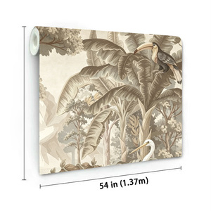 <span class=keywords><strong>Carta</strong></span> <span class=keywords><strong>da</strong></span> <span class=keywords><strong>Parati</strong></span> in Lino Naturale Ecologica con Stampa Digitale Personalizzata, Design Retrò Giungla Tropicale per Decorazioni d'Interni - Product Image 6