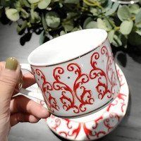 Homefavour Vaisselle en porcelaine rouge royal Service de table de Noël Assiette de restaurant Bol à riz en céramique Service de table