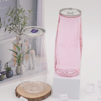 Vente chaude Bouteille en plastique PET transparente vide Pot de stockage alimentaire Personnalisable Soda Bière 550ml Boîtes en plastique Couvercle en aluminium