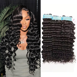 Estensioni di Capelli Vergini Peruviani Remy di Alta Qualità, Senza Prodotti Chimici, Doppia Trama, Onda Profonda - Product Image 1