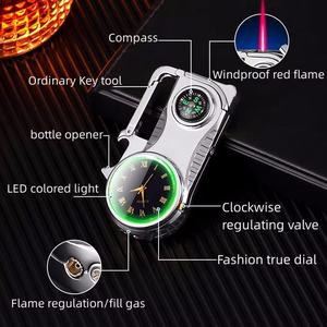 Vente en gros Logo personnalisé Briquet coupe-vent Décapsuleur porte-clés Briquet multifonction Coupe-vent montre gonflable Briquet torche - Product Image 3