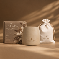 Ensemble cadeau de bougies parfumées en céramique à base large et conique, marque privée, logo personnalisé, bougie en cire de soja, porte-bougie