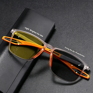 <span class=keywords><strong>Occhiali</strong></span> Fotocromatici Personalizzati Neri per Visione Notturna da Uomo, Montatura Classica Quadrata, Anti-luce Blu, Logo Personalizzato - Product Image 2
