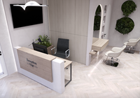 Solution complète de mobilier de salon avec conception 3D gratuite – Salon de coiffure tout-en-un, salon de manucure moderne et luxueux, ensemble de meubles vitrine.