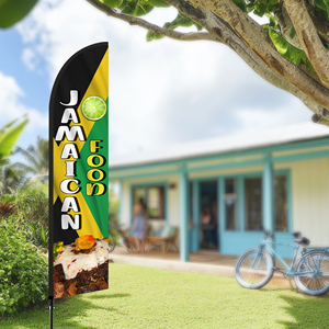 2.5*11.5 FT JAMAICAN FOOD High Quality Custom Feather <b>Flags</b> Beach <b>Flag</b> for Beach Party and Advertising Promotions - Product Image 5