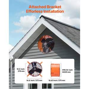 Ventilateur d'extraction de grenier à montage sur pignon de 16 pouces avec thermostat réglable de 2940 CFM - Product Image 6