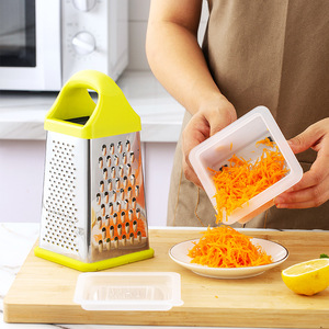 9 Inch Stainless Steel Soft Handle <strong>Parmesan</strong> <strong>Cheese</strong> <strong>Grater</strong> with Container 4 Sided Kitchen Shredder for Vegetables and Carrots - Product Image 5