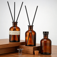 Boîtes cadeaux personnalisées, diffuseurs en verre ambré de 120 ml pour recharge d'huile, huile aromatique, parfum, flacons diffuseurs avec bâtonnets