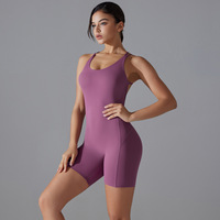 Combinaison de sport sans manches pour femme, short, entraînement de gym, yoga, combinaison une pièce, sexy, tenue de sport, combinaison décontractée