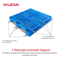 Palette en plastique Kuda 1010E-WGCZ(ZGG) pour entrepôt, résistante à l'humidité, empilable, pour la logistique industrielle et le transport, 1000x1000x150mm